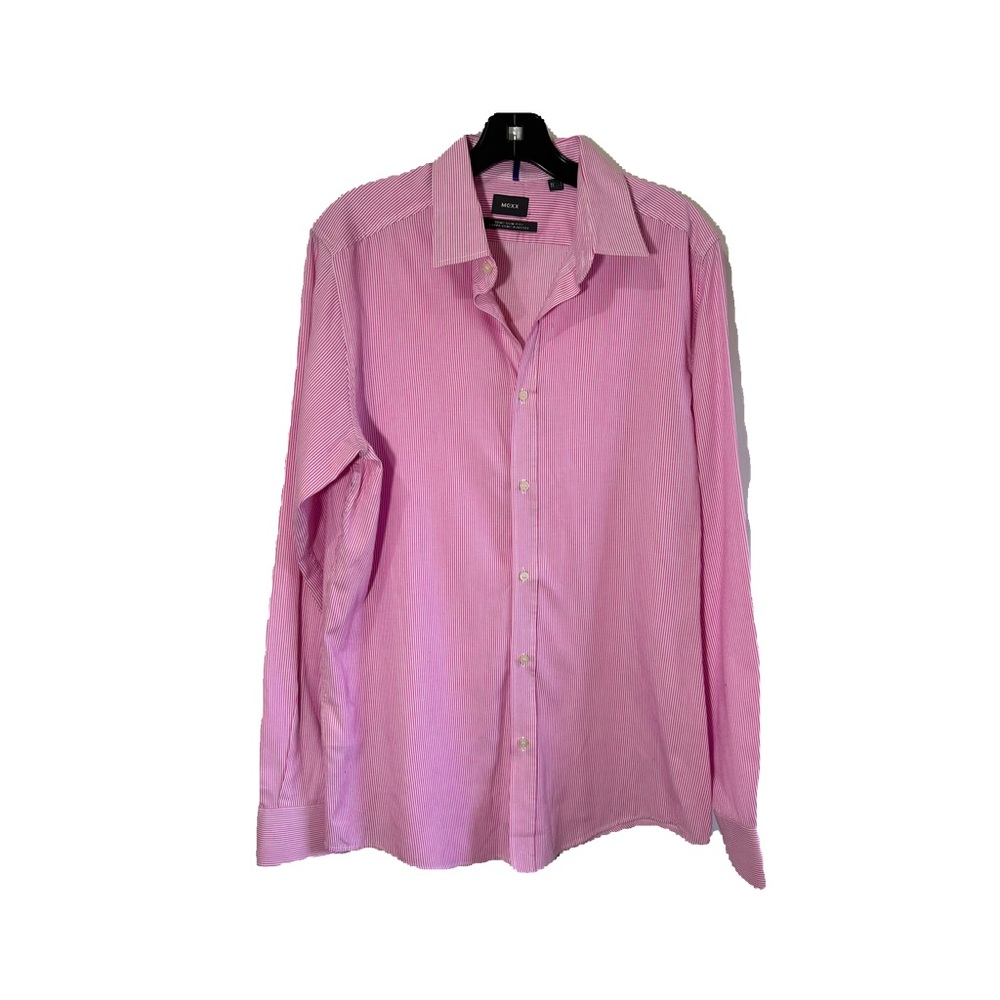 MEXX MEN PINK STRO SEMI SLIM FIT LONG SLEEVES DRESS SHIRT IN SIZE LARGE